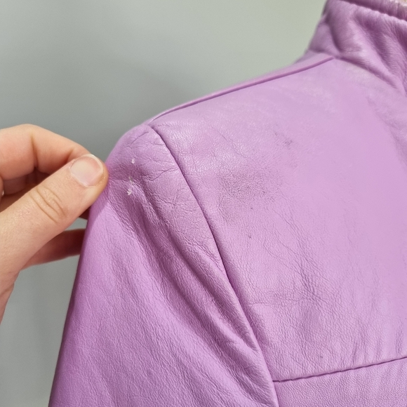 L'Aurore Purple Leather Moto Jacket Vintage 90s Made in Australia Size XS-S - Picture 9 of 11